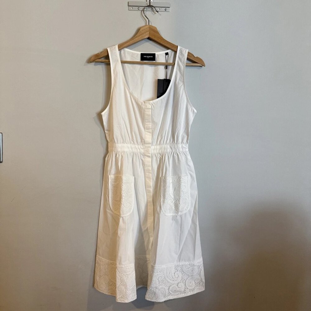 NWT The Kooples Heavy Crisp Cotton White Sleeveless Dress Size 1/Small